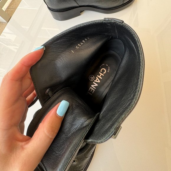 Chanel Combat Ankle Boots Black Size 38 Original Women - Picture 14 of 16